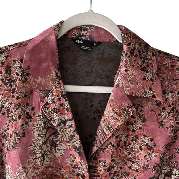 LOIS CLARABELLE OLD ROSE COMBO PRINTED SHIRT - Picture 4 of 10